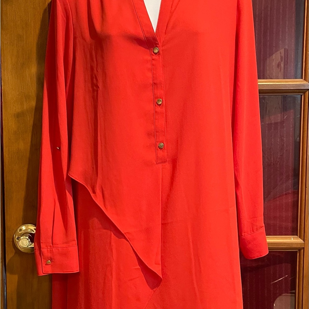 Chico’s Elegant Red Button-Down Dress NWOT